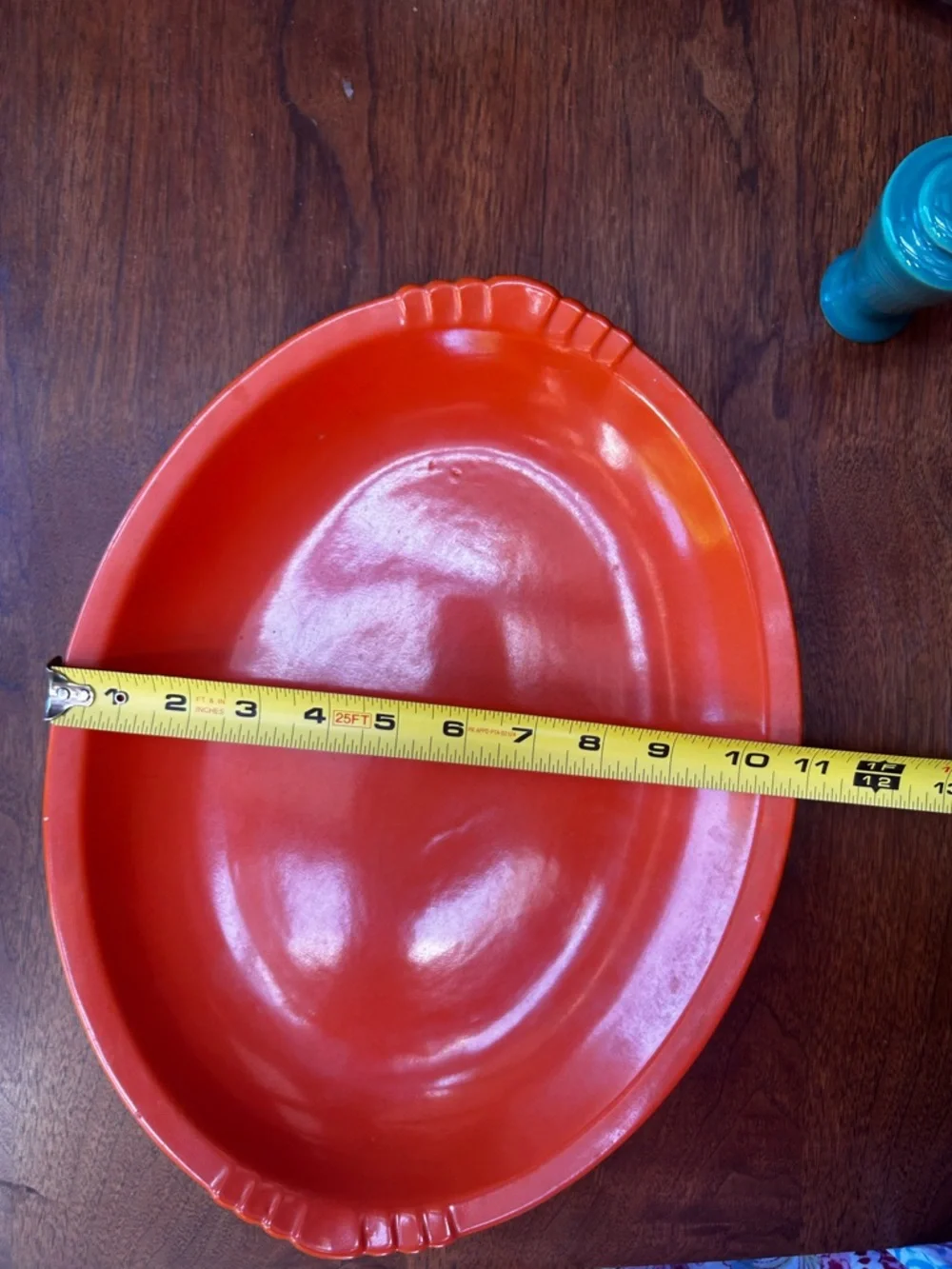 Vintage late ‘30s Paden City Pottery Caliente platter in orange, 14”.